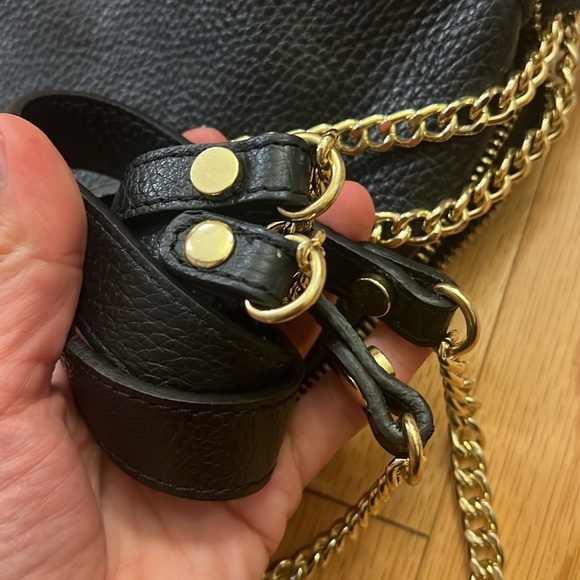 Valentina Fiore Black Woven Leather Gold Studded Handbag Gold Chain Strap bag - Picture 16 of 16